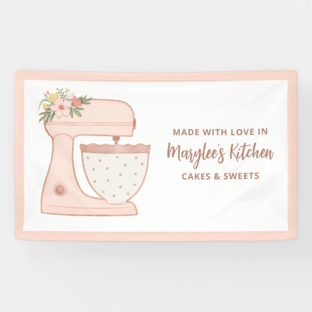 Pink Made With Love Bakery Pastry Chef Banner (Horizontal)