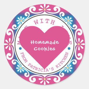 Pink Made With Love Cookies From The Kitchen Of Classic Round Sticker