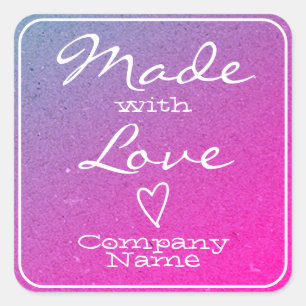 Pink Made with Love Labels Kraft Paper Heart
