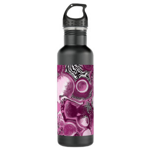 Pink, Magenta and Black Fluid Art Pour Painting 710 Ml Water Bottle