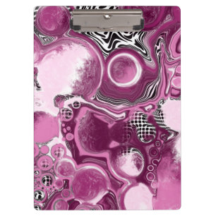 Pink, Magenta and Black Fluid Art Pour Painting   Clipboard