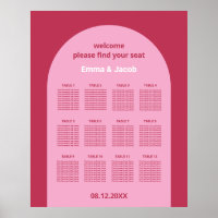 Pink Magenta Arch 12 Table Seating Chart Poster