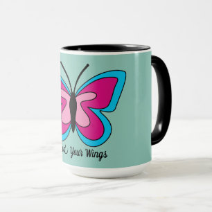 Pink Magenta Blue Butterfly   Add Text Mug