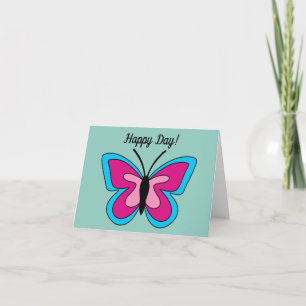 Pink Magenta Blue Butterfly Add Text Thank You Card