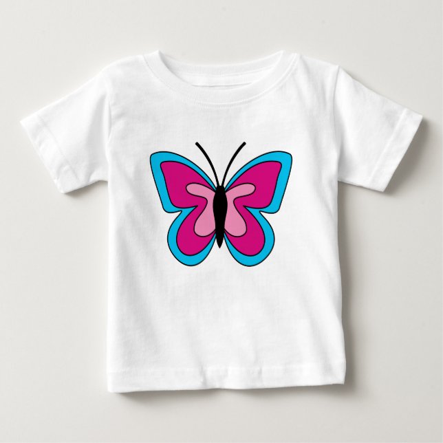 Pink Magenta Blue Butterfly Baby T-Shirt (Front)