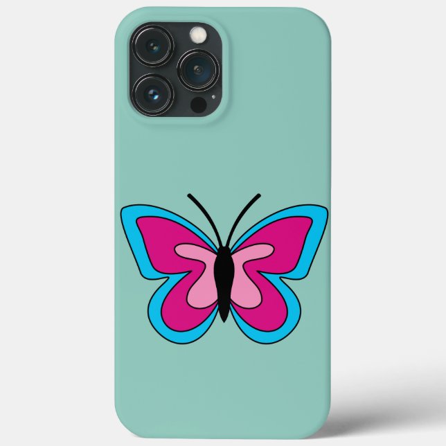 Pink Magenta Blue Butterfly Case-Mate iPhone Case (Back)