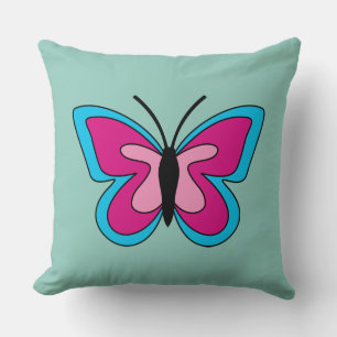Pink Magenta Blue Butterfly Cushion