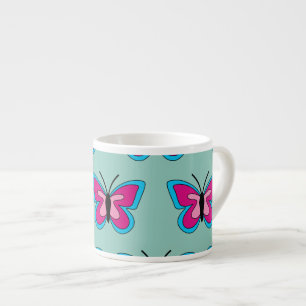 Pink Magenta Blue Butterfly Espresso Cup