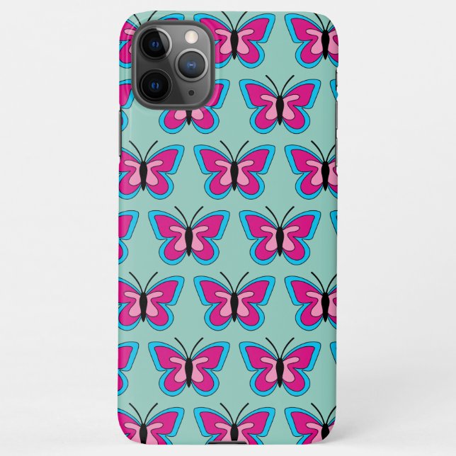 Pink Magenta Blue Butterfly iPhone Case (Back)