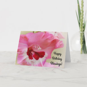 Pink Magenta Flower Faith Floral Birthday Card