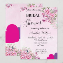 Pink, Magenta  Flowers Classical Bridal Shower