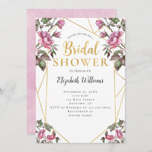 Pink Magenta Geometric Frame Bridal Shower Invitation