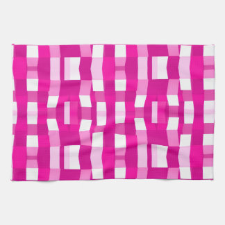 Pink Magenta Modern Geometric Block Art Tea Towel