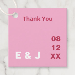 Pink Magenta Modern Wedding Favour Tags