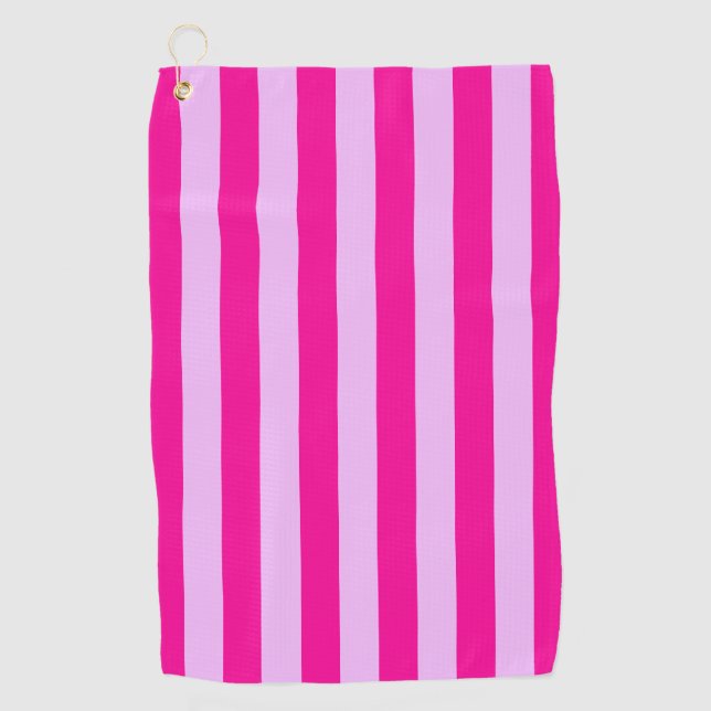 Pink & Magenta Stripe Pattern Golf Towel (Front)