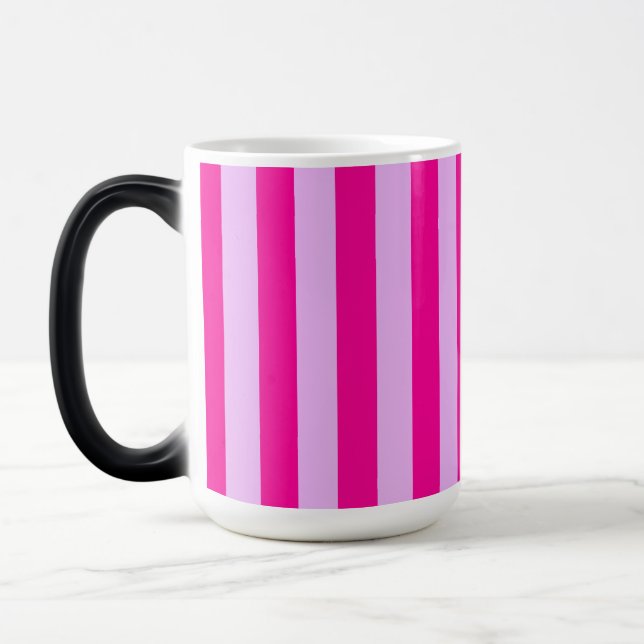 Pink & Magenta Stripe Pattern Magic Mug (Left)