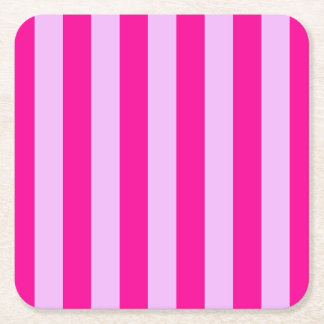 Pink & Magenta Stripe Pattern Square Paper Coaster