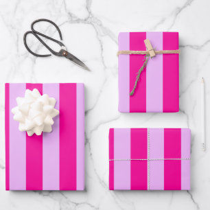 Pink & Magenta Stripe Pattern Wrapping Paper Sheet