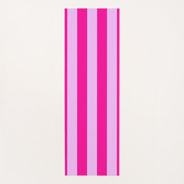 Pink & Magenta Stripe Pattern Yoga Mat (Front)