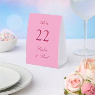 Pink Magenta Wedding Table Number Paper Table Tent
