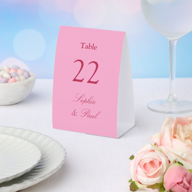 Pink Magenta Wedding Table Number Paper Table Tent (Insitu(Wedding))