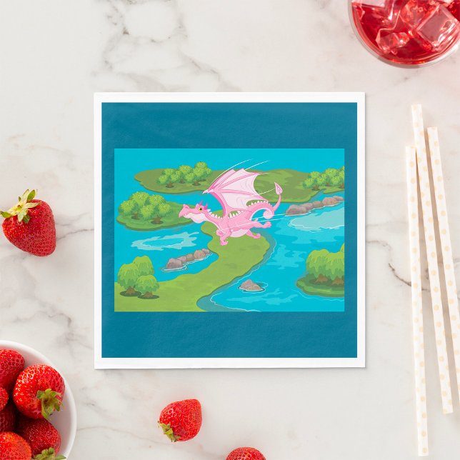 Pink Magic Dragon Fantasy Napkins (Creator Uploaded)