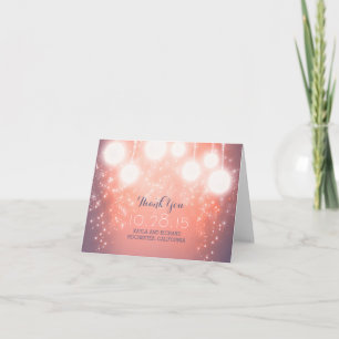 pink magic lights - lanterns wedding thank you card