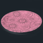 Pink Magic Vintage Celestial Sun Moon Stars Paper Plate<br><div class="desc">Customise with text if desired</div>