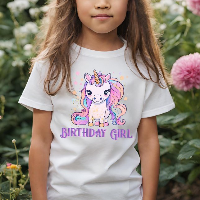 Pink Magical Cute Sparkling Unicorn Birthday Girl T-Shirt (Creator Uploaded)