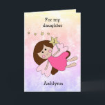 Pink Magical Fairy 1st Birthday Card<br><div class="desc">A personalised fairy 1st birthday card for daughter, granddaughter, goddaughter, etc. The front features a brunette fairy holding a gold wand against a pretty watercolor background. The fairy wand can be personalised with the age you need and the birthday girl's name can be added underneath the fairy. The inside message...</div>