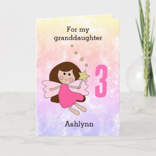 Pink Magical Fairy 3rd Birthday Card