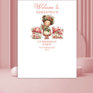 Pink Magical Fairy 3rd Birthday Floral Tapestry