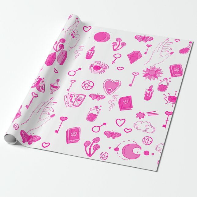 pink magical mystical wrapping paper (Unrolled)