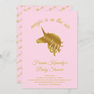 Pink Magical Unicorn Baby Shower Invitation
