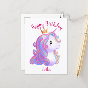 Pink Magical Unicorn Birthday     Postcard
