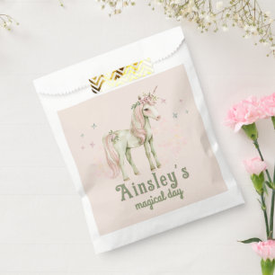 Pink Magical Unicorn Personalised Birthday Favour Bag