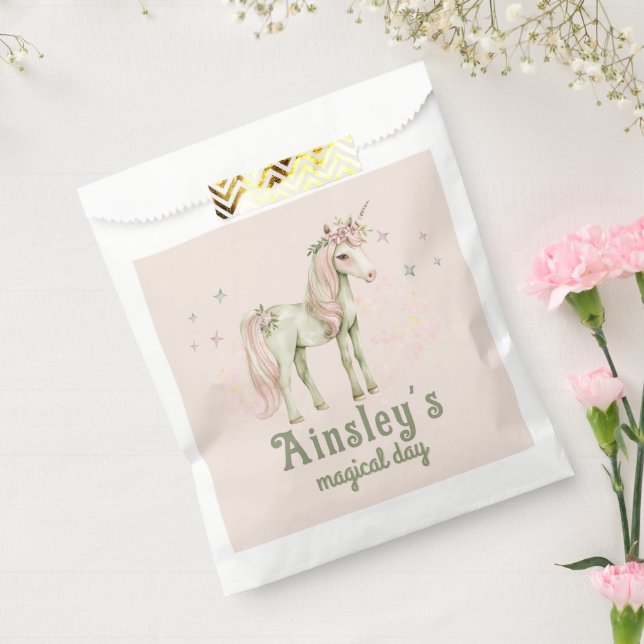 Pink Magical Unicorn Personalised Birthday Favour Bag (Sealed)