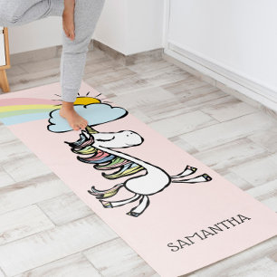Pink Magical Yoga Unicorn Illustration Yoga Mat