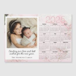 Pink Magnetic Holiday Christmas Card Custom Photo