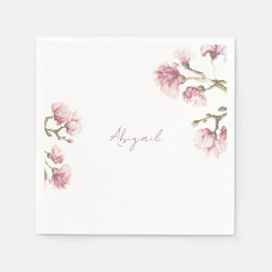 Pink Magnolia Blossoms Cocktail Napkin