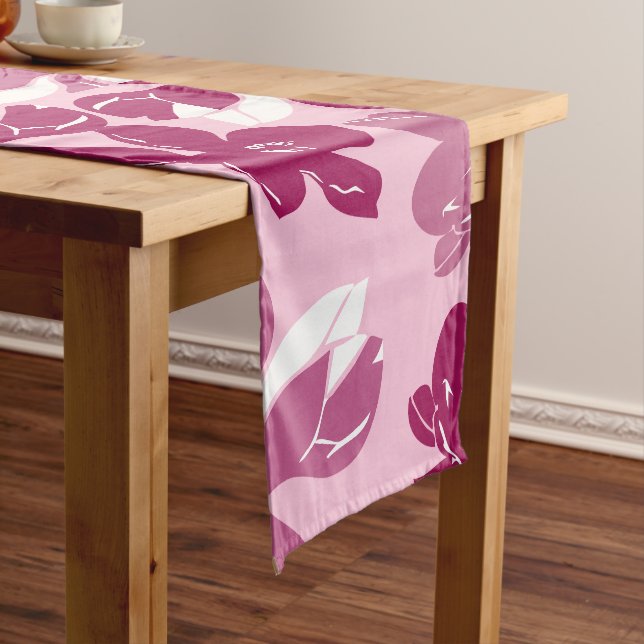 Pink magnolia botanical Print Long Table Runner (In Situ)