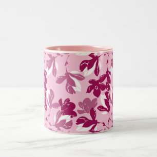Pink magnolia botanical Print Two-Tone Coffee Mug