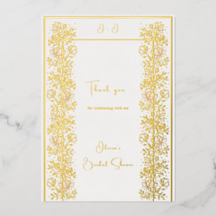 Pink Magnolia Bridal Shower Thank You Card Foil