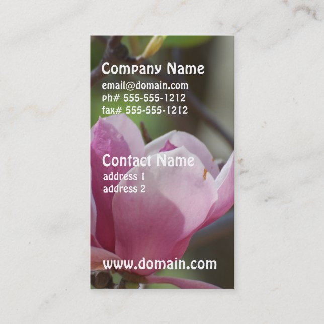 Pink Magnolia Business Card (Front)