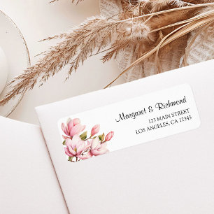 Pink Magnolia Elegant Wedding Return Address Label
