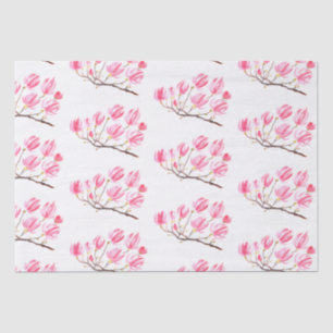 Pink Magnolia floral watercolor elegant Vintage Tissue Paper
