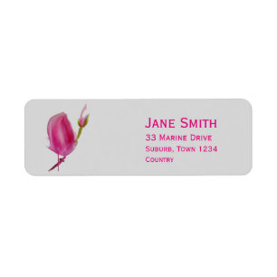 Pink Magnolia flower watercolour art Return Address Label
