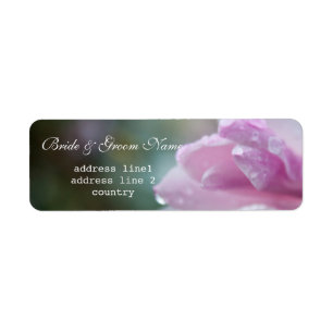 Pink magnolia flowers bride and groom address return address label