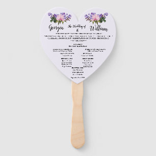 Pink Magnolia Lavender Floral Wedding Menu Fan