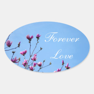 Pink Magnolia Oval Sticker